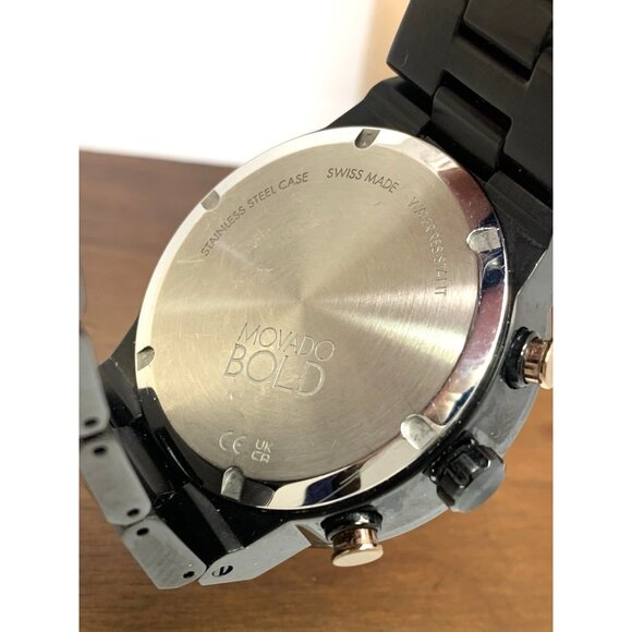 Movado Men's Watch 3600897 Bold Swiss Quartz Chronograph Black Steel 44.5mm - Picture 7 of 14